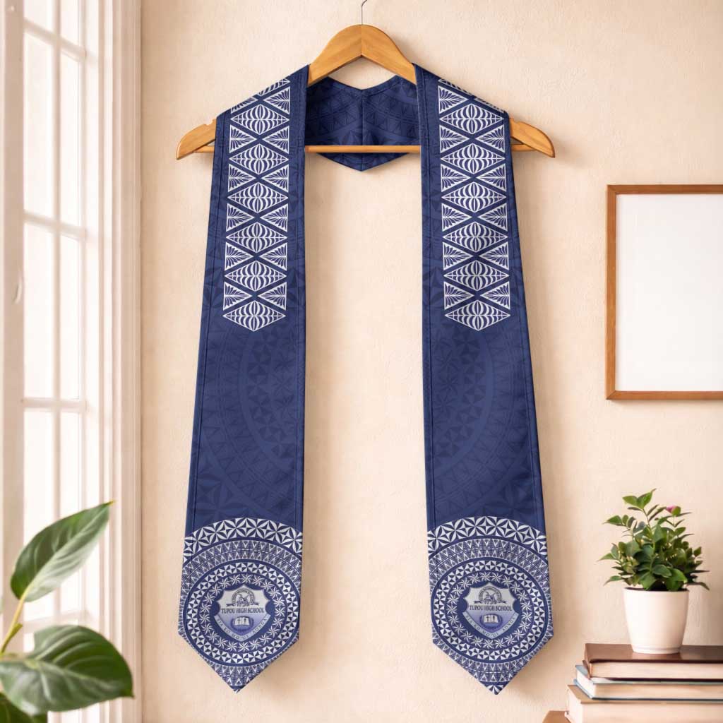 Tonga Apifo'ou College Graduation Stole Simple Ngatu LT7 One Size Light Blue - Polynesian Pride