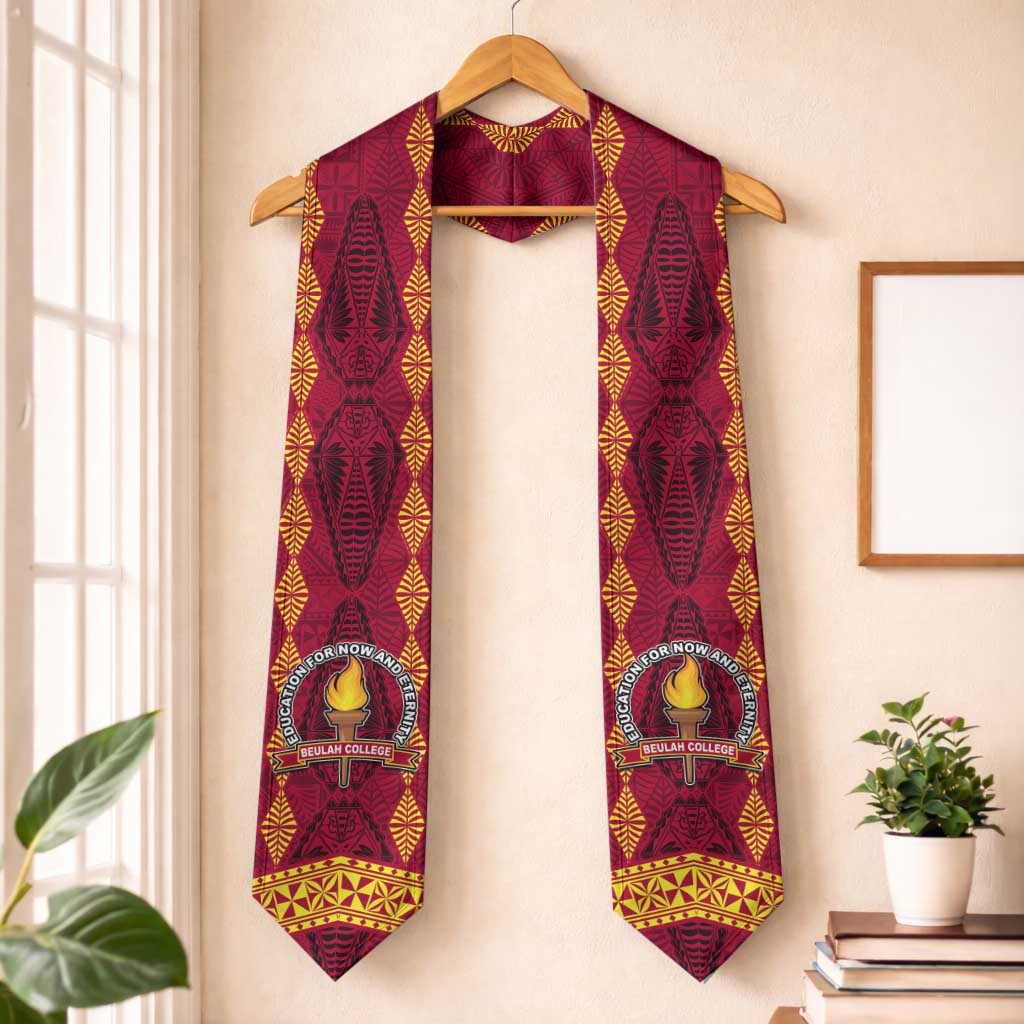 Tonga Beulah College Graduation Stole Ngatu and Polynesian Pattern LT03 One Size Red - Polynesian Pride
