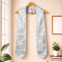 Tonga Faka Sepitema Graduation Stole Ngatu and Floral Pattern with Blooming Hibiscus LT03 One Size White - Polynesian Pride