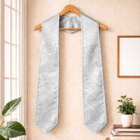 Tonga Faka Sepitema Graduation Stole Ngatu Pattern with Plumeria and Hibiscus LT03 One Size White - Polynesian Pride