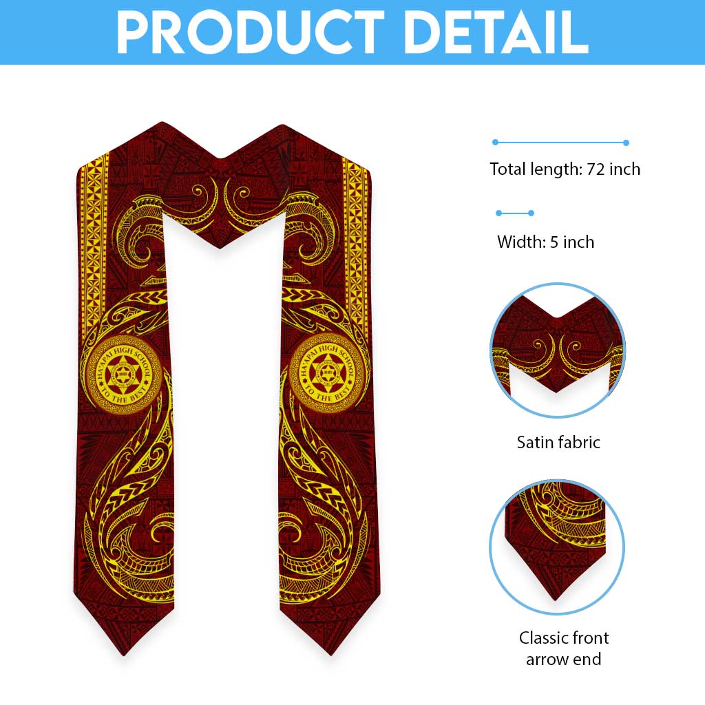 Tonga Ha'apai High School Graduation Stole Ngatu and Maori Ethnic Tribal Pattern LT03 - Polynesian Pride
