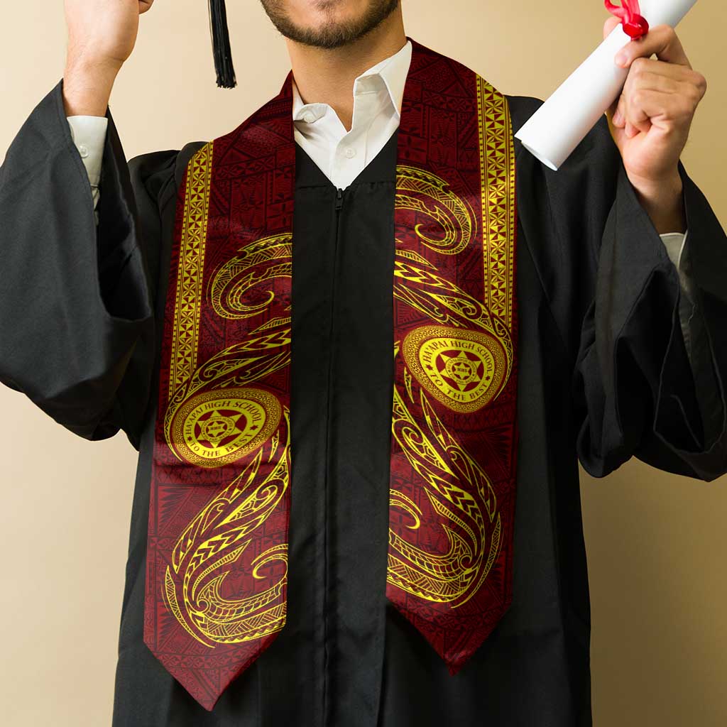 Tonga Ha'apai High School Graduation Stole Ngatu and Maori Ethnic Tribal Pattern LT03 - Polynesian Pride