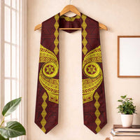 Tonga High School Graduation Stole Traditional Ngatu and Polynesian Pattern LT03 One Size Yellow - Polynesian Pride