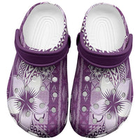 Tonga Kupesi Ngatu Clogs Shoes Vintage Purple Plumeria - Polynesian Pride