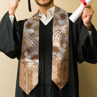 Tonga Kupesi Ngatu Graduation Stole Vintage Brown Plumeria LT05 - Polynesian Pride