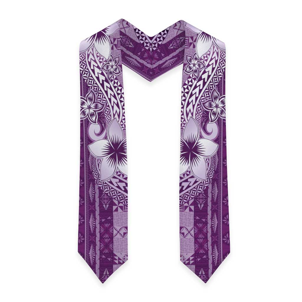 Tonga Kupesi Ngatu Graduation Stole Vintage Purple Plumeria LT05 - Polynesian Pride