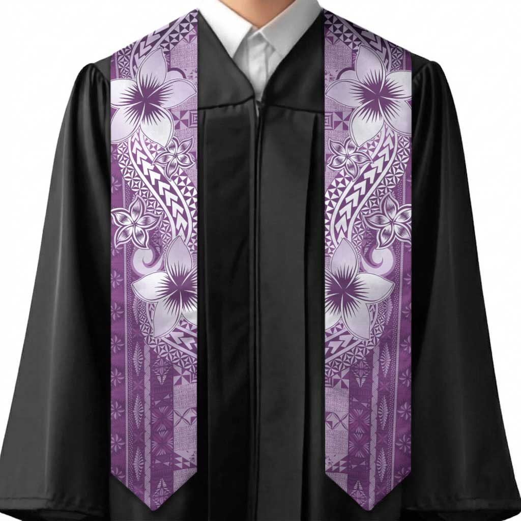 Tonga Kupesi Ngatu Graduation Stole Vintage Purple Plumeria LT05 - Polynesian Pride
