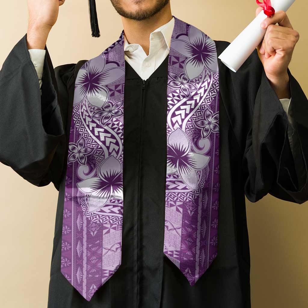 Tonga Kupesi Ngatu Graduation Stole Vintage Purple Plumeria LT05 - Polynesian Pride