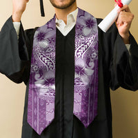 Tonga Kupesi Ngatu Graduation Stole Vintage Purple Plumeria LT05 - Polynesian Pride