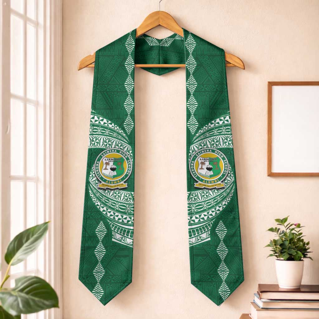 Tonga Lahaina High School Graduation Stole Traditional Ngatu and Polynesian Pattern LT03 One Size Green - Polynesian Pride