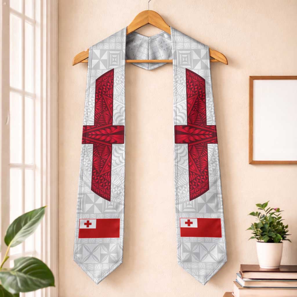 Tonga Ngatu Art Rugby Mate Ma'a Graduation Stole LT03 One Size White - Polynesian Pride