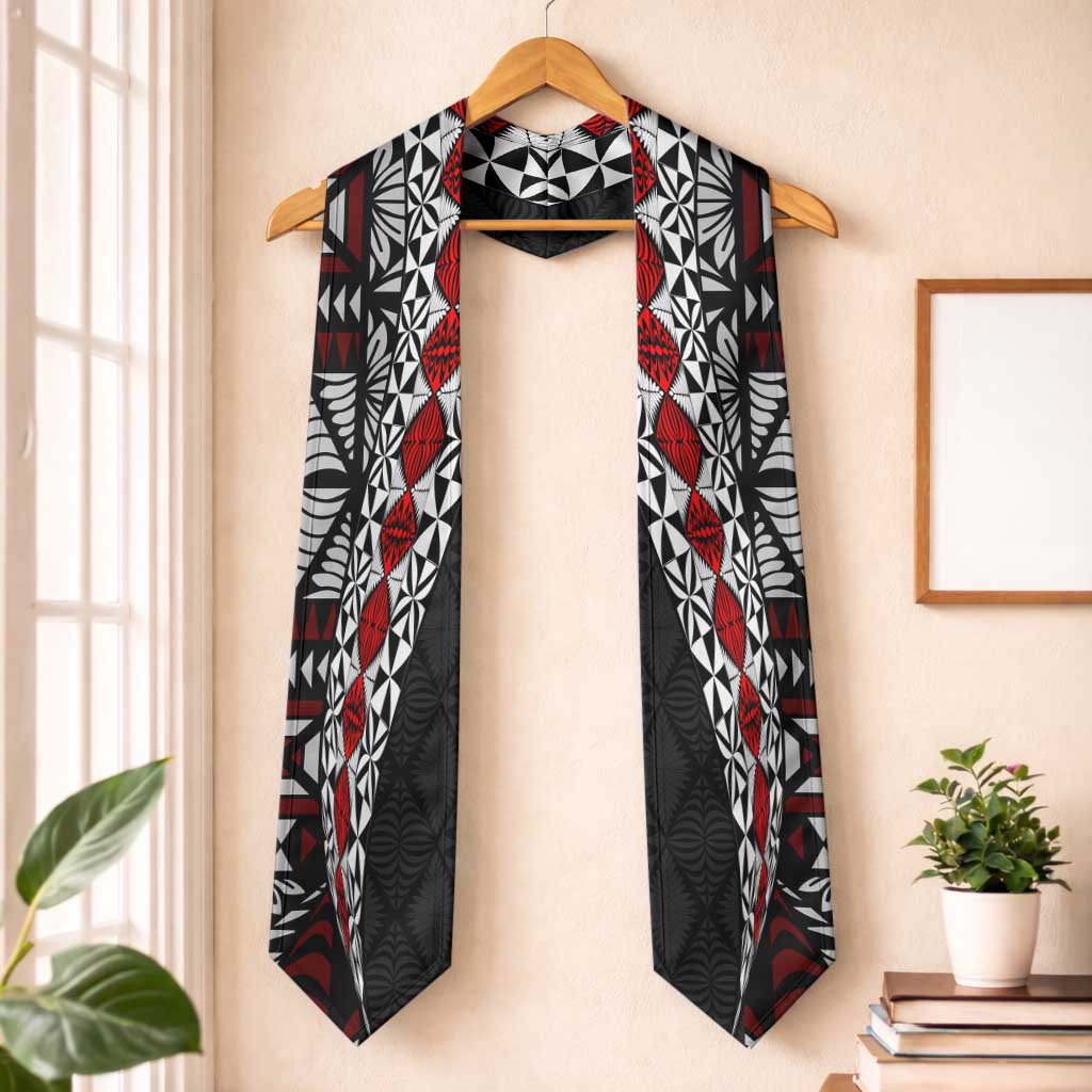 Tonga Ngatu Art Tattoo Polynesian Graduation Stole LT03 One Size Black - Polynesian Pride