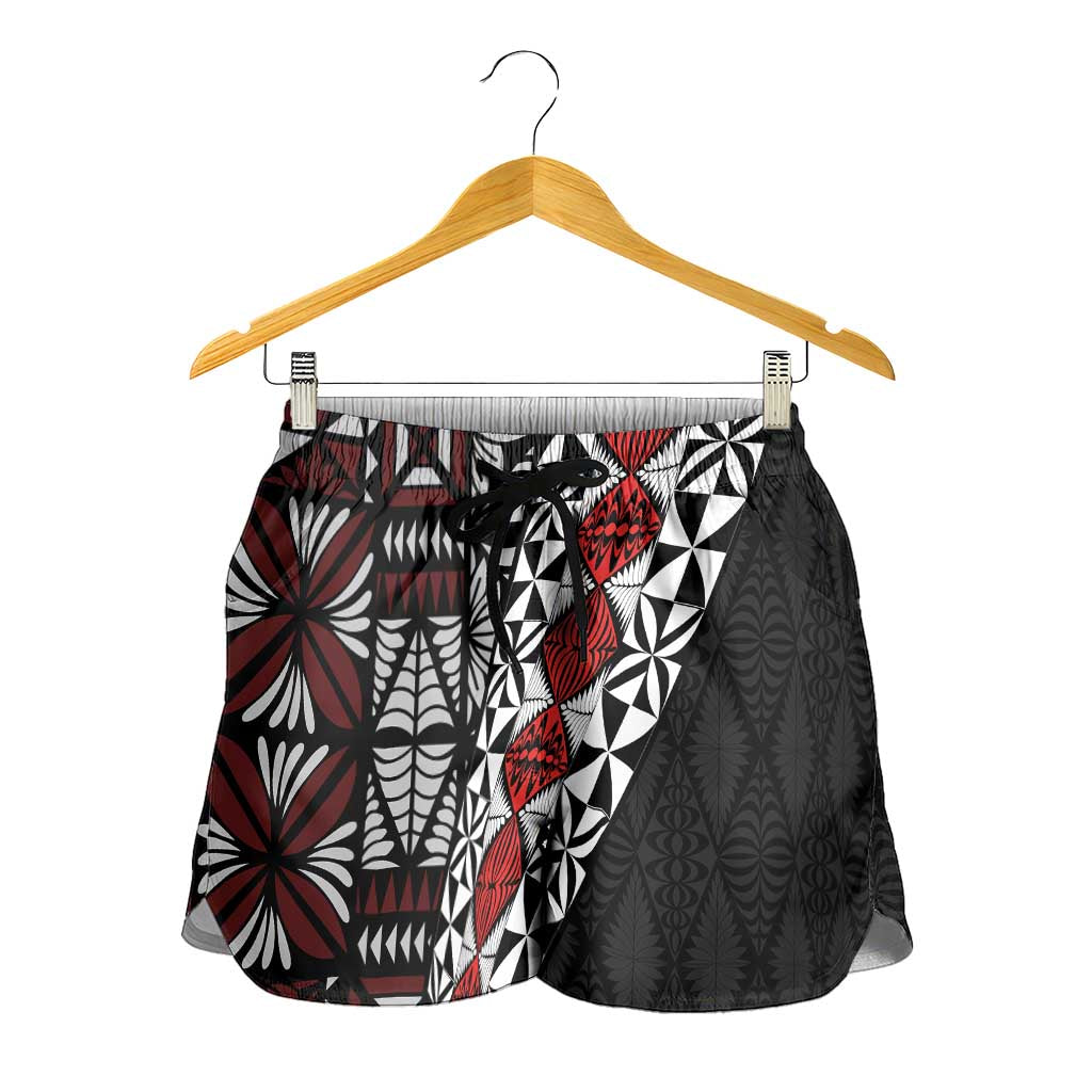 Tonga Ngatu Art Tattoo Polynesian Shorts for Women LT03 - Polynesian Pride