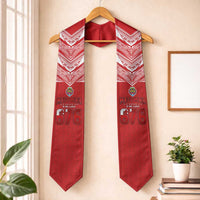 Tonga Rugby Graduation Stole Ngatu Motifs and Pacific Patterns LT03 One Size Red - Polynesian Pride