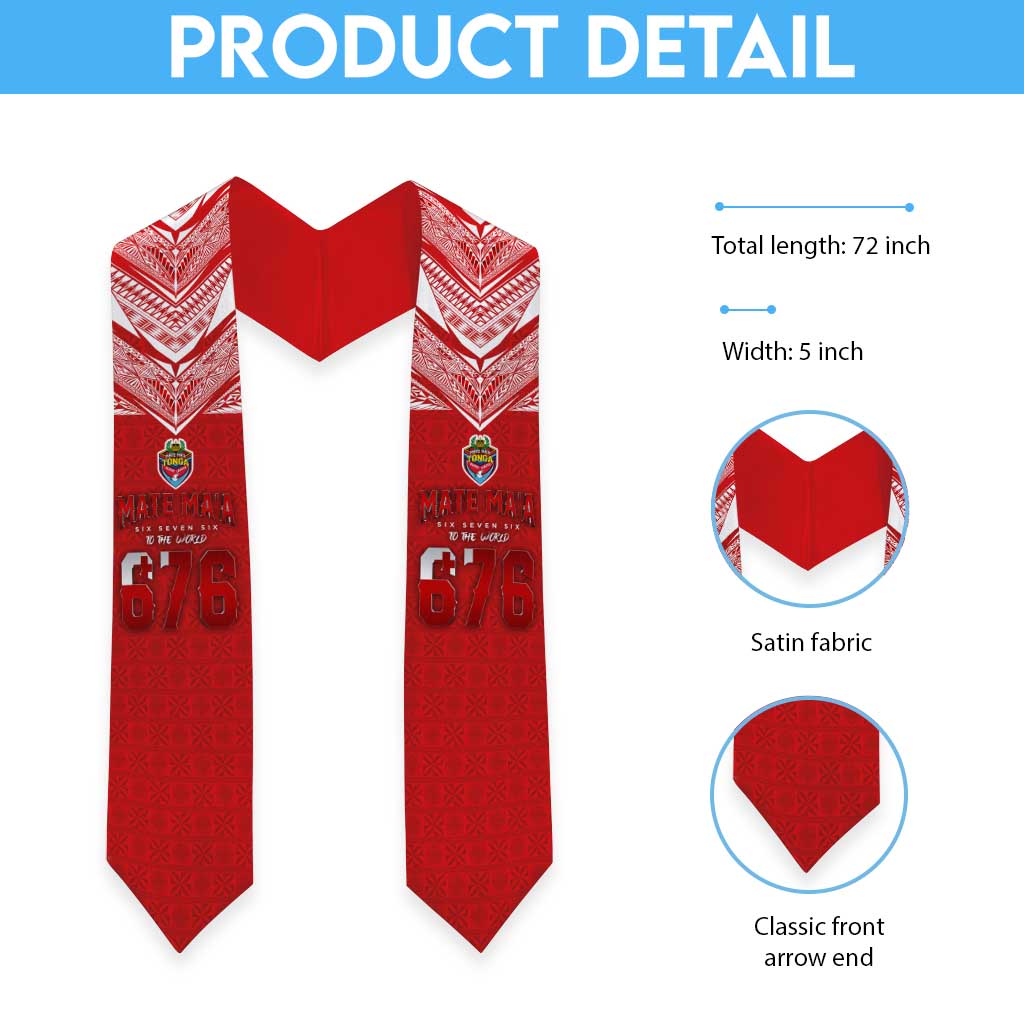 Tonga Rugby Graduation Stole Ngatu Motifs and Pacific Patterns LT03 - Polynesian Pride