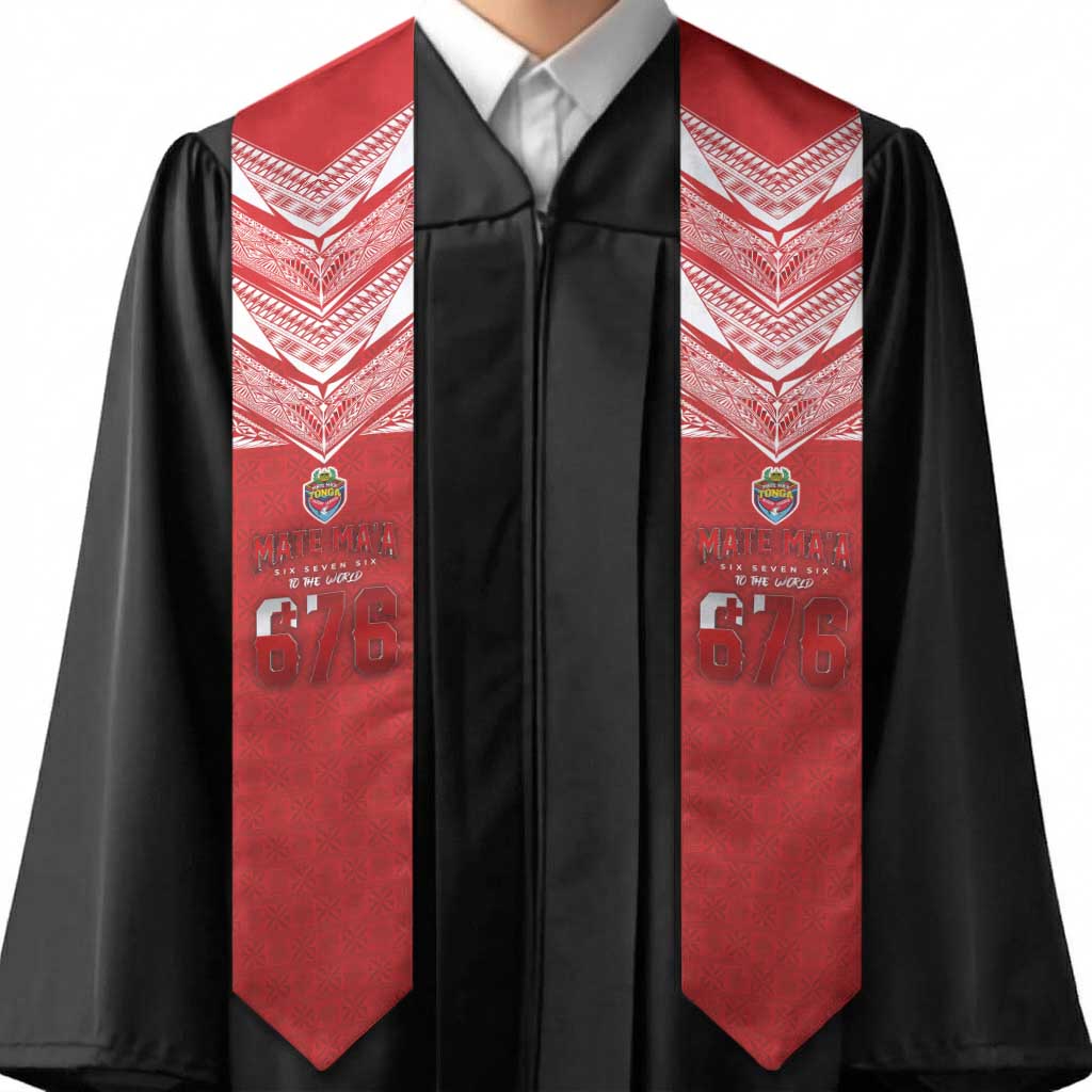 Tonga Rugby Graduation Stole Ngatu Motifs and Pacific Patterns LT03 - Polynesian Pride