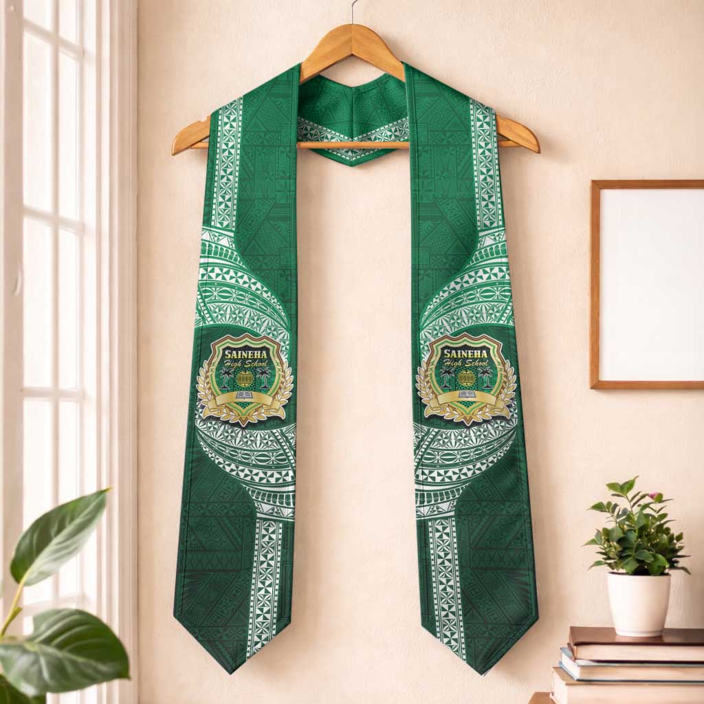 Tonga Saineha High School Graduation Stole Traditional Ngatu and Polynesian Pattern LT03 One Size Green - Polynesian Pride