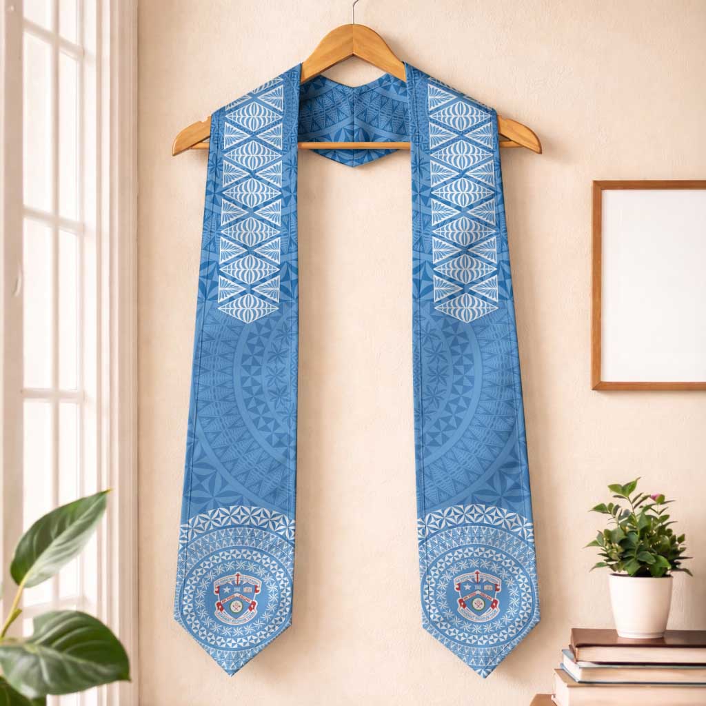 Tonga Tupou Toloa Kolisi Graduation Stole Simple Ngatu LT7 One Size Royal Blue - Polynesian Pride