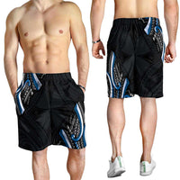 Traditional Art Hawaiian Kakau Tattoos Shorts for Men Blue Color LT03 - Polynesian Pride