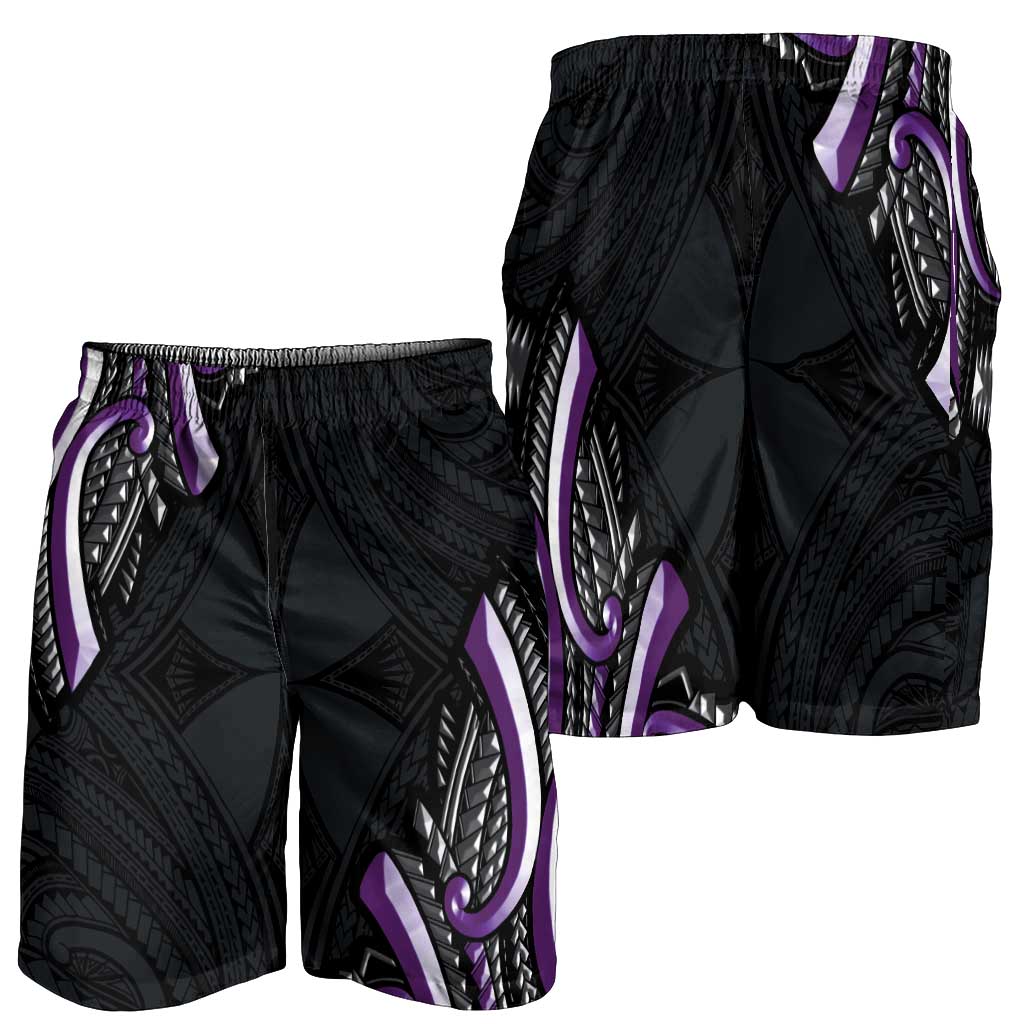 Traditional Art Hawaiian Kakau Tattoos Shorts for Men Purple Color LT03 - Polynesian Pride