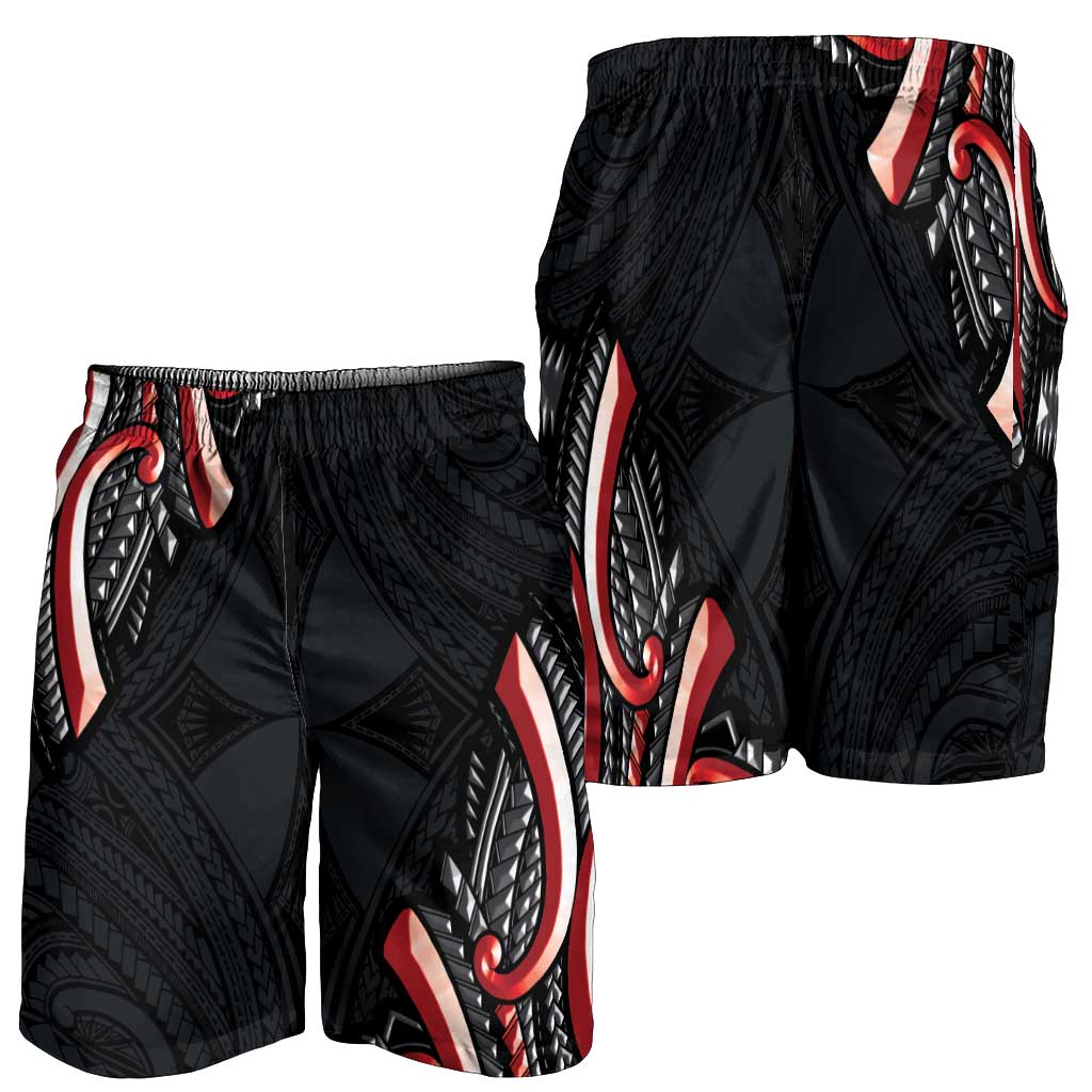 Traditional Art Hawaiian Kakau Tattoos Shorts for Men Red Color - Polynesian Pride