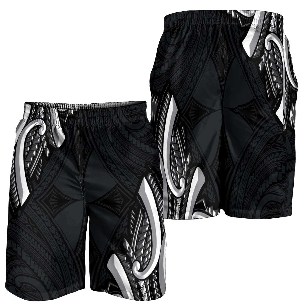 Traditional Art Hawaiian Kakau Tattoos Shorts for Men White LT03 - Polynesian Pride