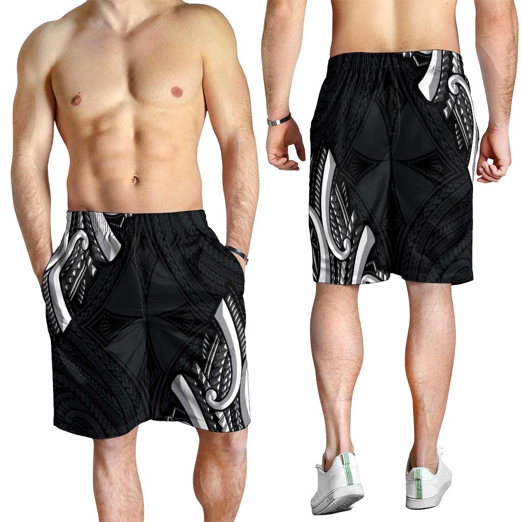 Traditional Art Hawaiian Kakau Tattoos Shorts for Men White LT03 - Polynesian Pride