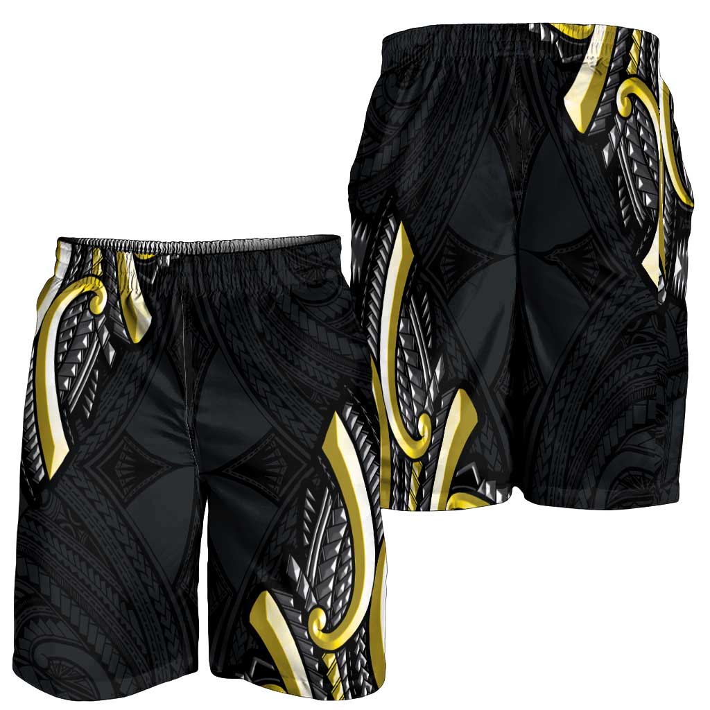 Traditional Art Hawaiian Kakau Tattoos Shorts for Men Yellow Color LT03 - Polynesian Pride