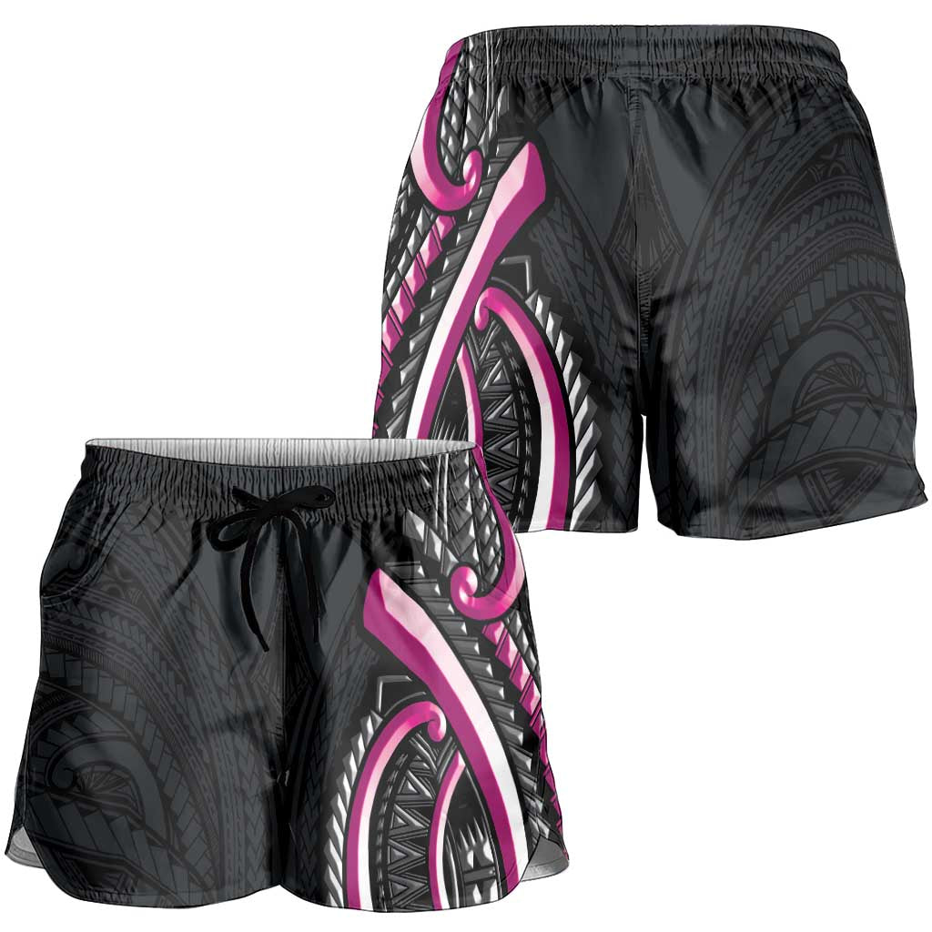 Traditional Art Hawaiian Kakau Tattoos Shorts for Women Pink Color LT03 - Polynesian Pride