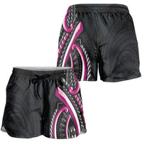 Traditional Art Hawaiian Kakau Tattoos Shorts for Women Pink Color LT03 - Polynesian Pride