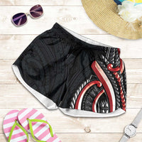 Traditional Art Hawaiian Kakau Tattoos Shorts for Women Red Color LT03 Red - Polynesian Pride