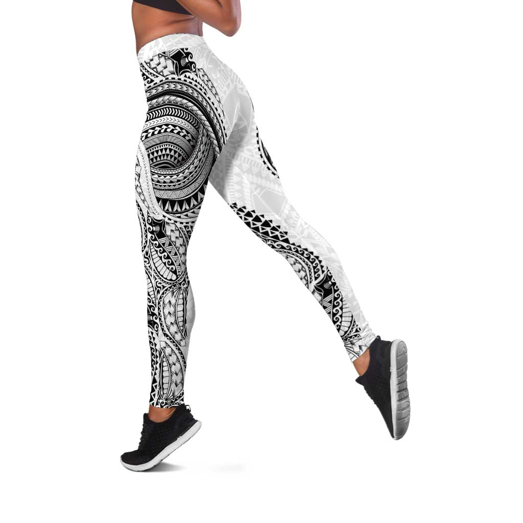 Traditional Polynesian Art Tattoos Leggings White Color - Polynesian Pride