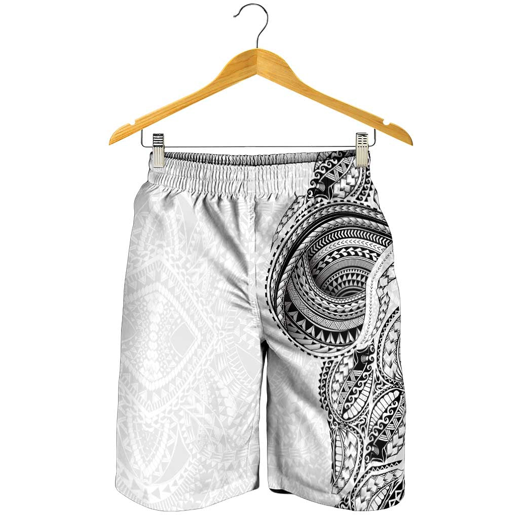 Traditional Polynesian Art Tattoos Shorts for Men White Color LT03 - Polynesian Pride