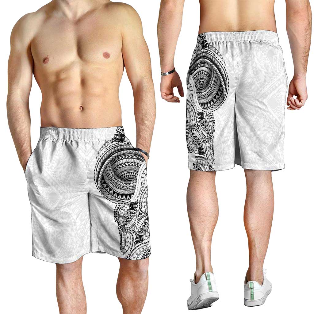 Traditional Polynesian Art Tattoos Shorts for Men White Color LT03 - Polynesian Pride