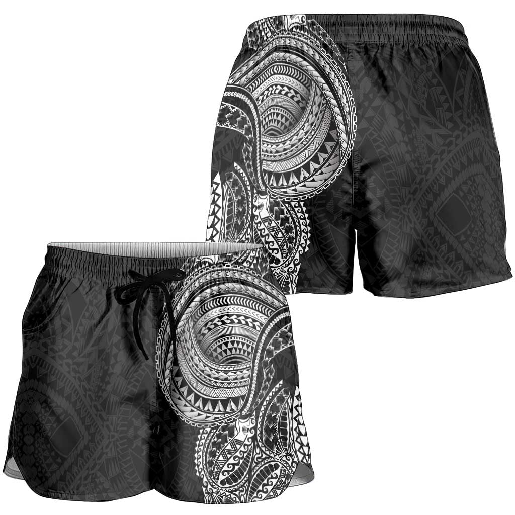 Traditional Polynesian Art Tattoos Shorts for Women Black Color LT03 - Polynesian Pride
