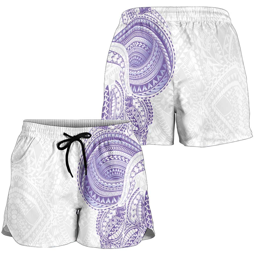 Traditional Polynesian Art Tattoos Shorts for Women Purple Color LT03 - Polynesian Pride