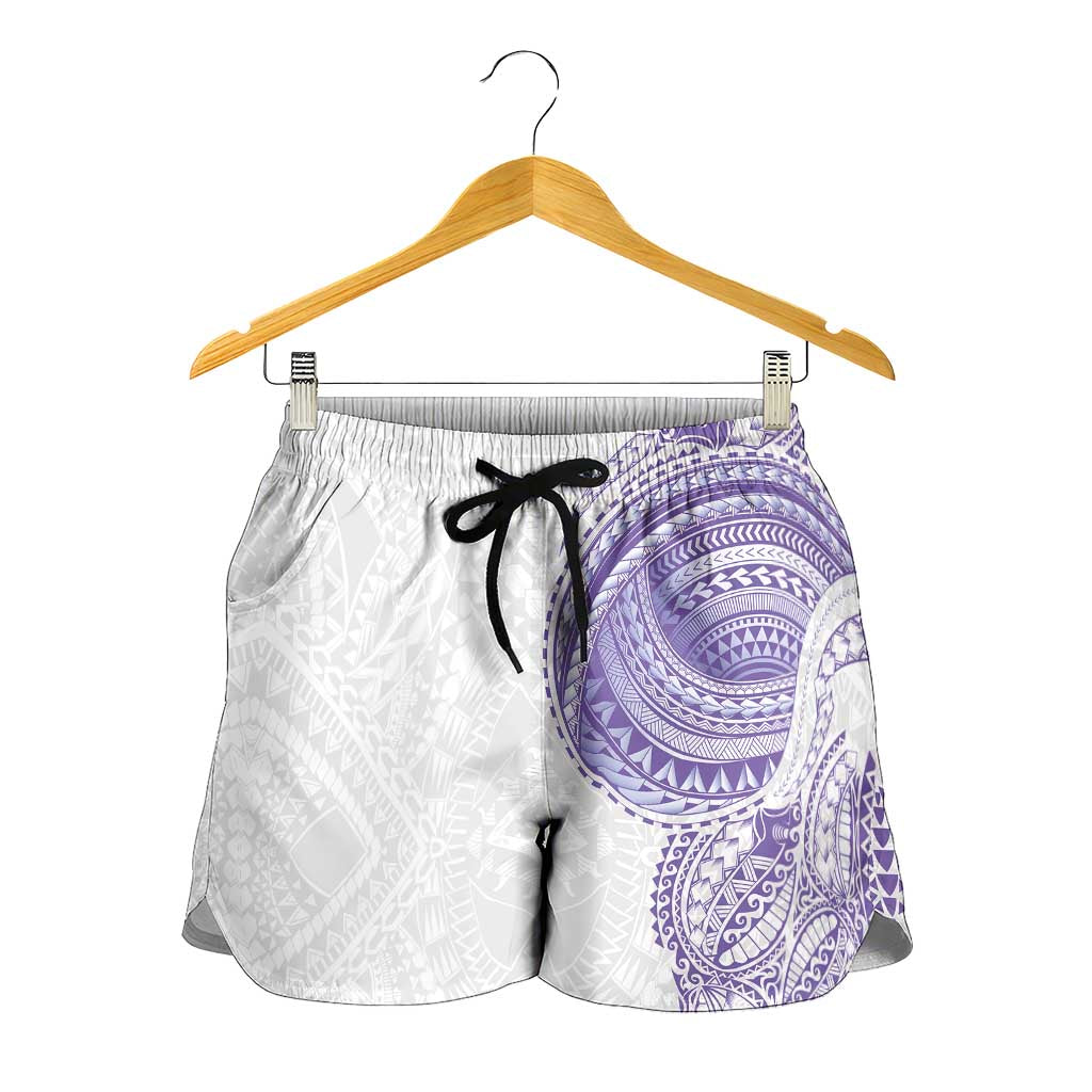 Traditional Polynesian Art Tattoos Shorts for Women Purple Color LT03 - Polynesian Pride