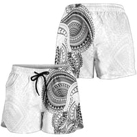 Traditional Polynesian Art Tattoos Shorts for Women White Color LT03 - Polynesian Pride