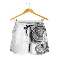 Traditional Polynesian Art Tattoos Shorts for Women White Color LT03 - Polynesian Pride
