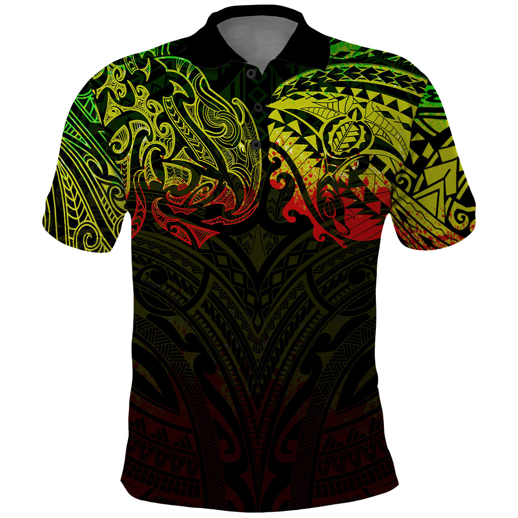 New Zealand Polo Shirt, Maori Polynesian Tattoo Reggage