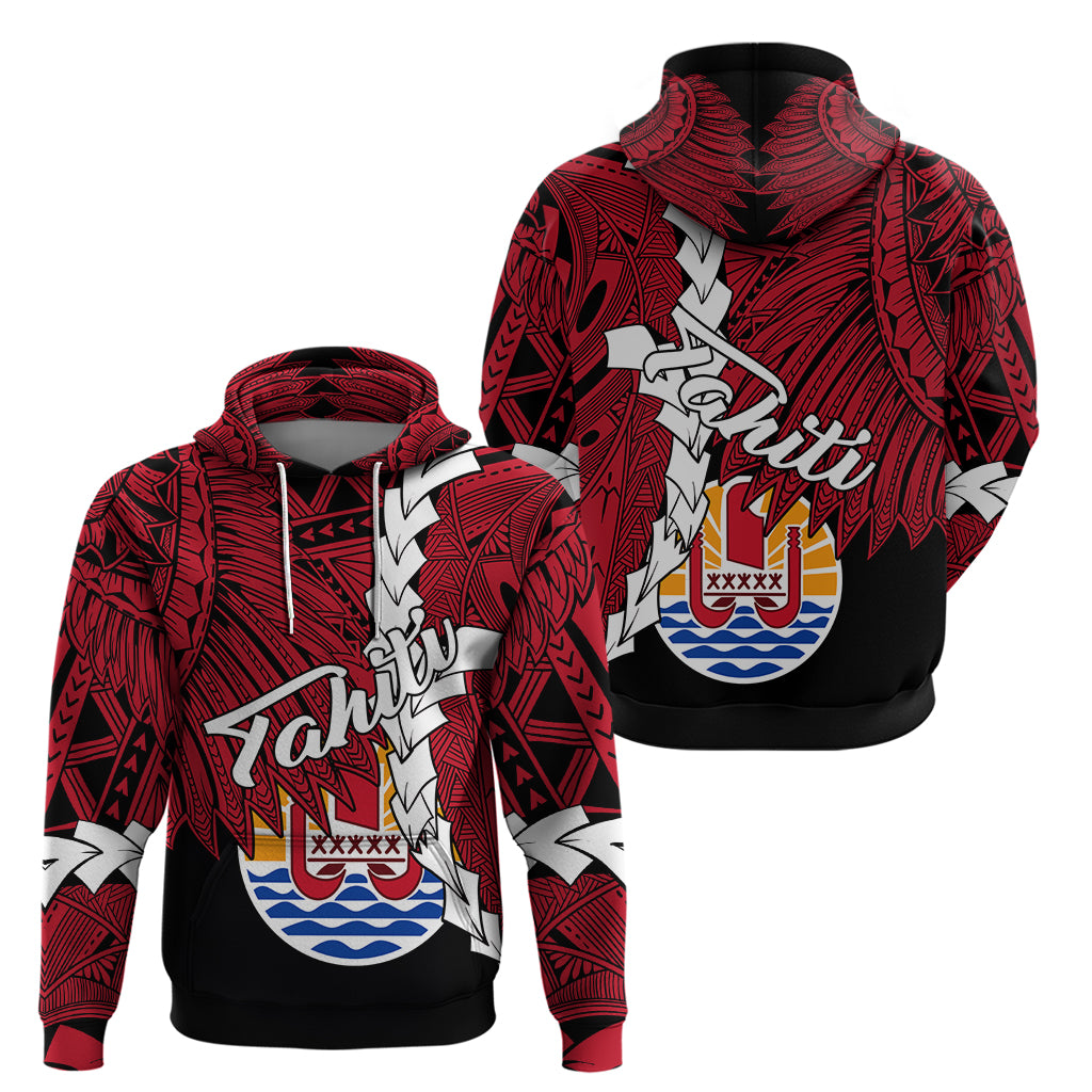 Tahiti Polynesian Hoodie Tribal Wave Tattoo Flag Style
