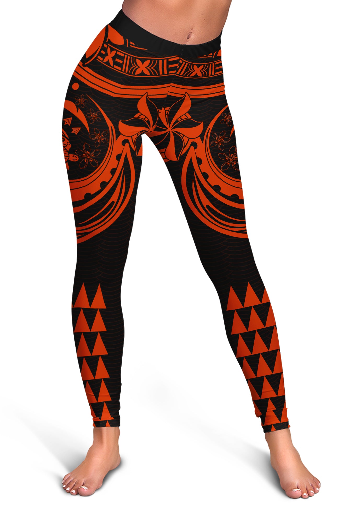 Kakau Hawaiian Polynesian Legging Orange LT6