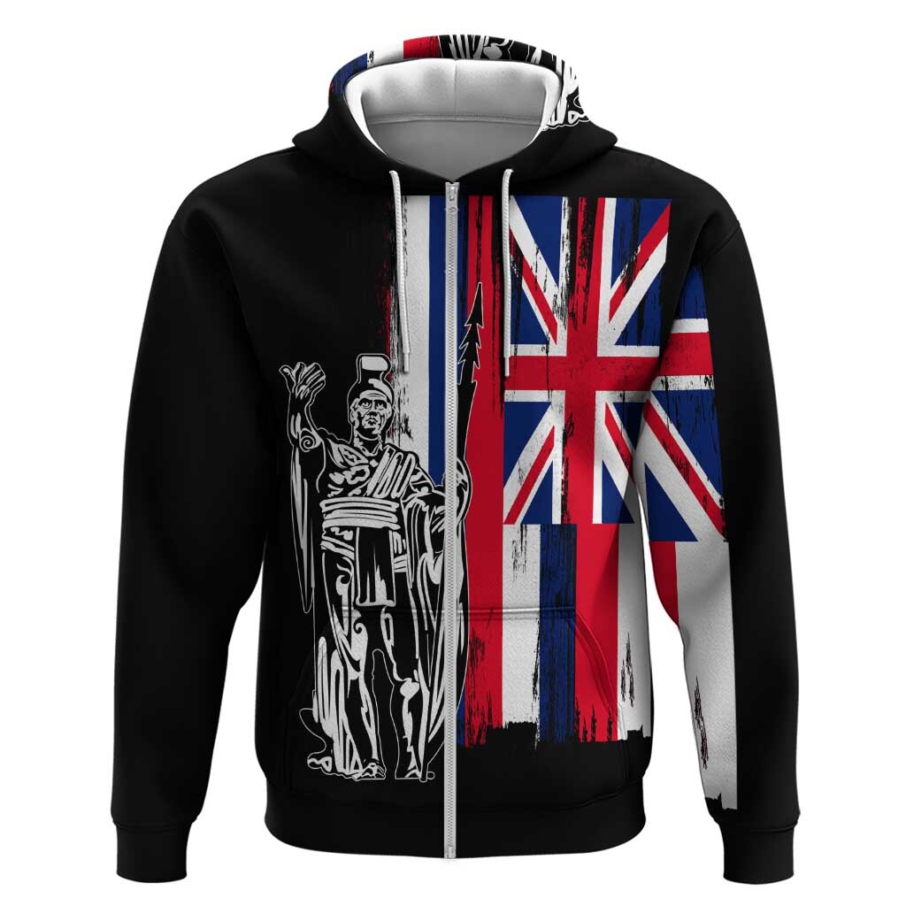 Polynesian Pride Hoodie Custom Hawaiian Hawaii King Flag Hoodie Zip Hoodie - Polynesian Pride