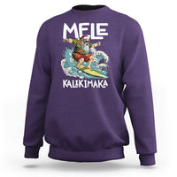 Mele Kalikimaka Tropical Hawaiian Christmas in Hawaii Surfing Santa Sweatshirt TS02 Purple - Polynesian Pride