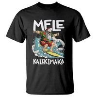 Mele Kalikimaka Tropical Hawaiian Christmas in Hawaii Surfing Santa T Shirt TS02 Black - Polynesian Pride
