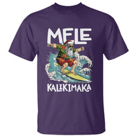 Mele Kalikimaka Tropical Hawaiian Christmas in Hawaii Surfing Santa T Shirt TS02 Purple - Polynesian Pride