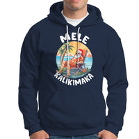 Mele Kalikimaka Tropical Hawaiian Christmas in Hawaii Sunbath Santa Hoodie TS02 Navy - Polynesian Pride