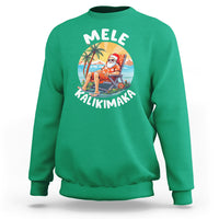 Mele Kalikimaka Tropical Hawaiian Christmas in Hawaii Sunbath Santa Sweatshirt TS02 Irish Green - Polynesian Pride