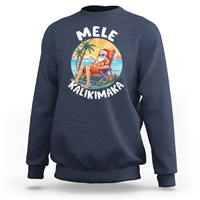 Mele Kalikimaka Tropical Hawaiian Christmas in Hawaii Sunbath Santa Sweatshirt TS02 Navy - Polynesian Pride