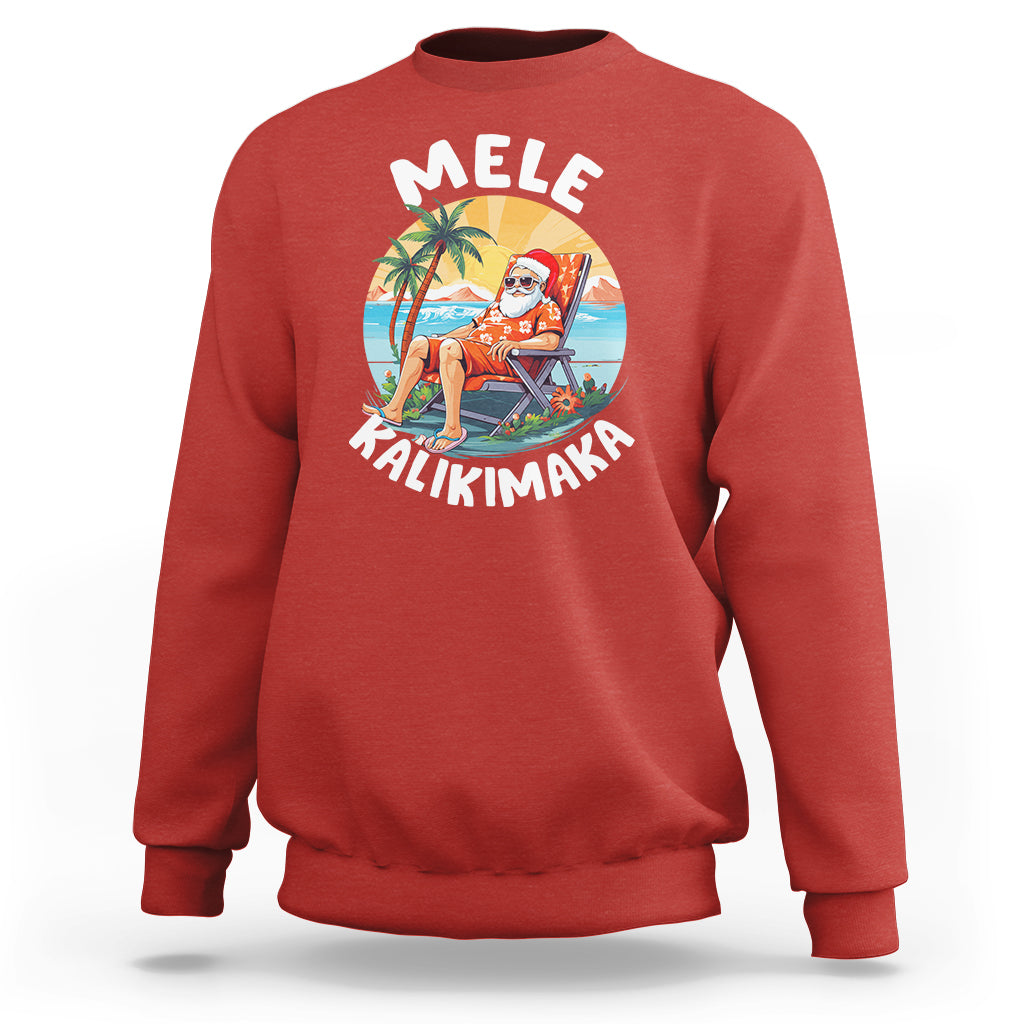 Mele Kalikimaka Tropical Hawaiian Christmas in Hawaii Sunbath Santa Sweatshirt TS02 Red - Polynesian Pride